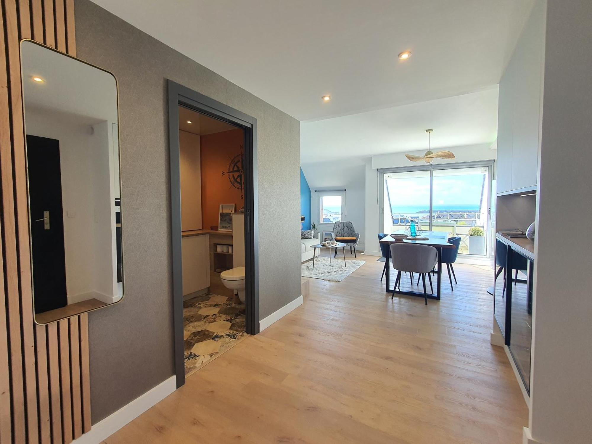 Appartement Bretagne Vue Mer Exceptionnelle Sur Les Hauts D'Erquy Au Calme ! Et Au Pied Du Gr34 エクステリア 写真